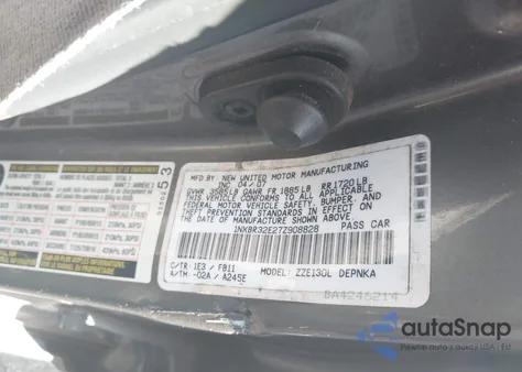 2007 Toyota Corolla Le z USA, uszkodzony, nr VIN 1NXBR32E27Z908828